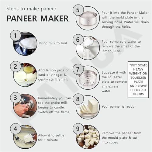 PANCA Stainless Steel Round Paneer Mould | Paneer Strainer 500ml | Paneer Press Mould Maker (Round, Pack of 1, Silver)
