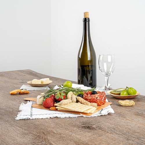 Restaurantware Cater Tek 11.8 x 7 Inch Charcuterie Boards 10 Faux Wood Cheese Boards - WIth Handle Stackable Paper Cardboard Charcuterie Boards Disposable For Serving At Catered Events