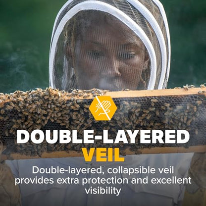 Mann Lake Economy Hooded Beekeeping Suit, Lightweight and Breathable Protective Gear, Budget-Friendly Apparel for Backyard Beekeepers, Durable Beekeeping Equipment with Self-Supporting Veil, Large - size: Large