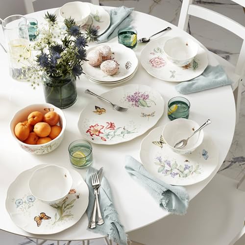 Lenox Silverware Set, Butterfly Meadow II Mirror 65-Piece Flatware Set, Service For 12, 18/10 Stainless Steel, Dishwasher Safe, Cutlery Sets, Utensils Sets, Knives Spoons & Forks (Silver, 65 Pieces) - style: 65-Piece Flatware Set