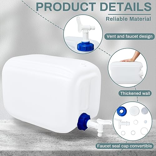 Kigley 2 Pieces 5 Gallon Carboy with Spigot, 10 Gallons Total, Plastic Water Tanks Container Vented HDPE Water Jug Dispenser Translucent Bucket