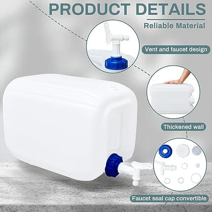Kigley 2 Pieces 5 Gallon Carboy with Spigot, 10 Gallons Total, Plastic Water Tanks Container Vented HDPE Water Jug Dispenser Translucent Bucket