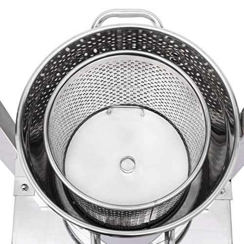 13L/3.4gal Manual Fruit Wine Press, DIY Large Fruit Honey Presser Beeswax Extractor Beekeeping Machine Stainless Steel Household Grape Fruit Juice Wine Making Equipment - size: 13L/3.4gal, Silver