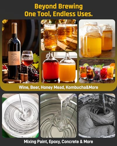 Wyckoff 17.5" Wine Degasser Drill Attachment (Ver.3)Stainless Steel Stirrer | Foldable 17.5-inch Wine Making Mixer Rod, Wine Wand Stirring Paddle for Home Brewing, Wine | Beer | Mead | Kombucha