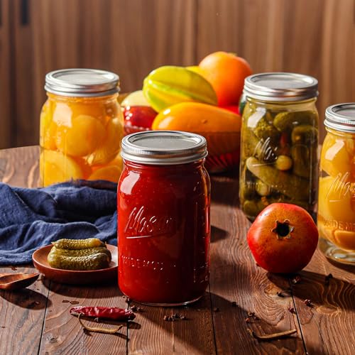Esrentle Wide Mouth Mason Jars 32 oz - 12 Pack Large Glass Mason Jars with Airtight Lids and Bands, 1 Quart Glass Jars for Pickling, Canning, Fermenting and Food Storage, Microwave & Dishwasher Safe - color: 32 oz-12Pack-Mason
