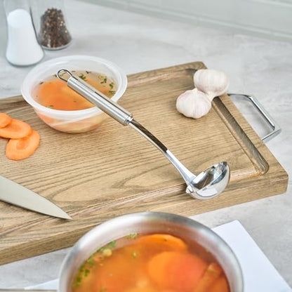 Restaurantware Stainless Steel Sauce Ladle - German Standard Gravy Ladle with Ergonomic Handle, Dishwasher Safe - Small Ladle For Serving Soups, Dressings, Sauces - style: Steel Sauce Ladle