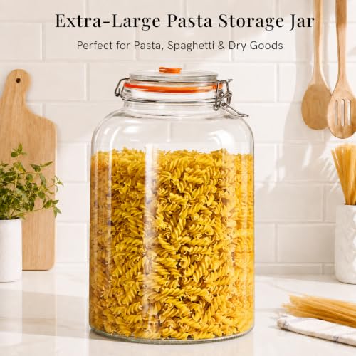 Fermentation Jar, 2 Gallon Fermenter with Airlock and Clamp Lid, 1-Pack | Large-Capacity Wide Mouth Glass Fermenting Kit for Sauerkraut, Kimchi, Pickles, Mead, Cider, Kombucha & More