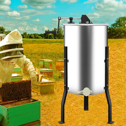 Manual Honey Extractor, 3 Frames Honey Spinner with Ergonomic Handle, Durable & Easy to Clean, Food-Grade Stainless Steel Honey Separator Equipment for Beekeeping Starter, Small-Scalez Apiary - style: 3 Frames-M
