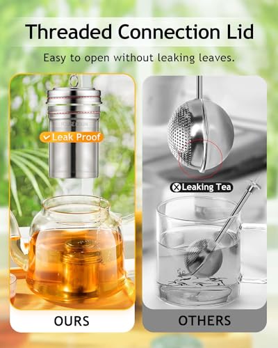 HOUSE AGAIN Tea Infuser, Extra Fine Mesh Tea Infusers for Loose Tea, 18/8 Stainless Steel Tea Strainer with Extended Chain Hook, Tea Steeper for Brew Tea, Spices & Seasonings Small × 2 - size: Small × 2