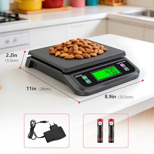 66LB 30kg Large Digital Kitchen Scale Food Scale for Baking Cooking Bread Meat Scales with Tare and Prep Counting LCD Display with Adapter, 6 Unit (Grey, 30kg) - color: Grey-30kg, size: Grey-30kg