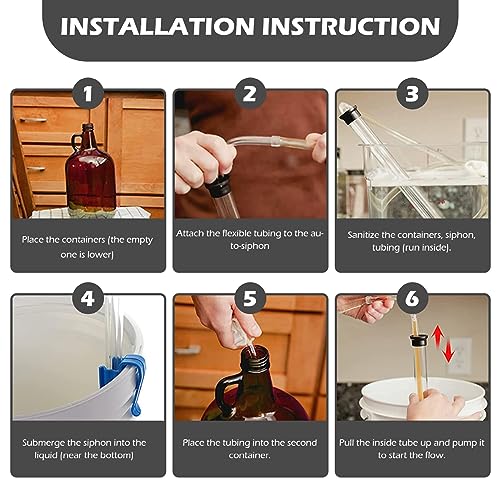 Auto Siphon 14 Inch Homebrew Siphon Pump with Tubing and Clamp Clear Wine Making Kit for Small Batch Beer Kombucha Wine, Making Kit
