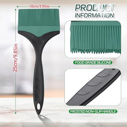 Large Silicone Grill Basting Brush - 3.95inch Extra Wide Silicone Basting Brush for Grilling,Heat Resistant Brushes Spread Oil Butter Sauce for Cooking Baking BBQ,Dishwasher Safe（Green 2） - color: Green 2
