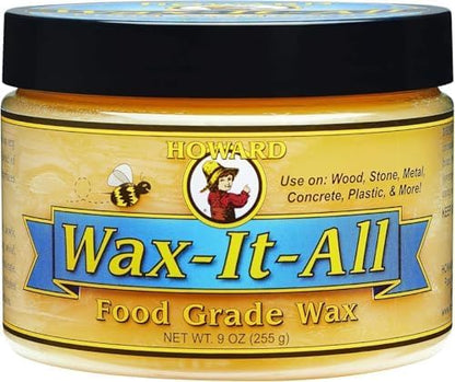 Howard Products Food-Grade Wax Paste | For Wood & Metal | Water-Resistant | With Beeswax & Carnauba | 9 Fl oz, Pack of 6 - size: 9 Ounce (Pack of 6)