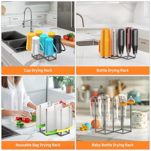 KORRTFID Foldable Bottle Drying Rack, Baby Bottle Drying Rack, Collapsible Cup Draining Holder, Retractable Reusable Storage Bag Dryer with Non-Slip Bottom - Stainless Steels (Starlight Gray) - color: Starlight Gray