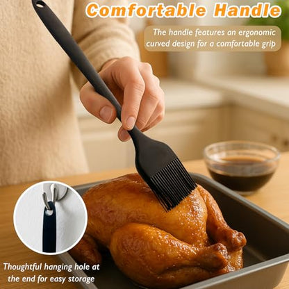 Silicone Basting and Pastry Brush Set, 2-Piece Heat-Resistant Brushes with Steel Core Handle, One-Piece BPA-Free Design for BBQ, Grilling, Baking & Cooking – Dishwasher Safe