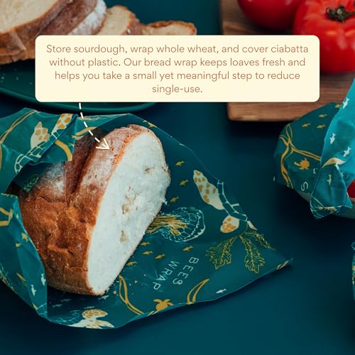 Bee's Wrap Beeswax Wraps for Bread - Beeswax Bread Wrap for Sourdough & Bread Storage - Plastic Free Made in USA Reusable Natural Food Wrap - Ocean - color: Ocean