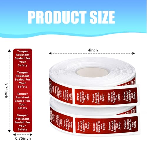 Outus 1000 Pcs Tamper Evident Labels Rolls Adhesive Safety Stickers 0.75 x 3.5'' Tamper Evident Tape for Security Food Delivery Bag Closure Container Box Jar Mailing Packaging Sealing (Red) - color: Red