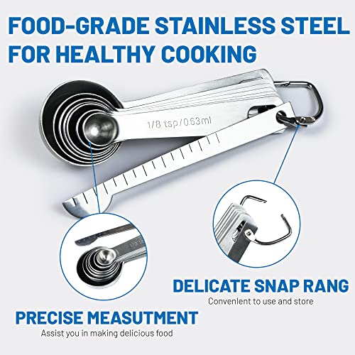 8PCS Measuring Spoons, Premium Heavy Duty Stainless Steel Measuring Spoons Cups Set, Small Tablespoon with Metric and US Measurements, Set of 8 for Measuring Dry and Liquid Ingredients - size: 8PCS