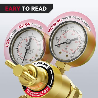 ARCCAPTAIN Argon CO2 Regulators, Welding Regulator for MIG and TIG, 0-4000 PSI, 0-30+ CFH, CGA580 and CGA320 Inlet Connection - style: 0-4000 PSI with CGA320