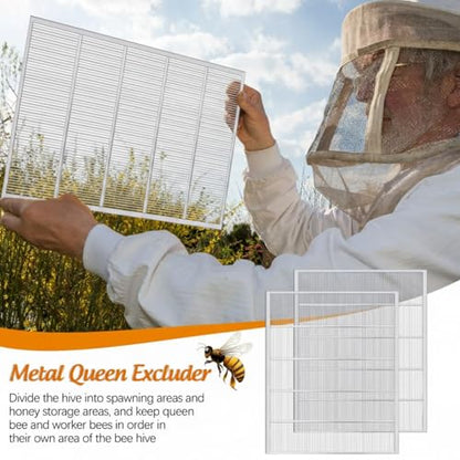 Therwen 4 Pcs Metal Queen Excluder for 10 Frame Hive Metal Queen Bee Excluder, Separates Queen Bees from Honey, Beekeeping Tools Beekeeping Supplies, 20.08 x 16.14 Inch