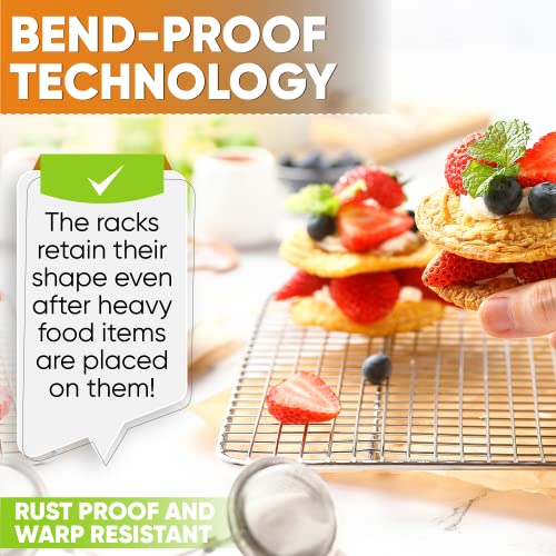 Spring Chef 10" x 15" Stainless Steel Cooling Racks for Baking - Oven Safe - Cookie Racks for Cooling Cookies - Fits Jelly Roll Pan - Perfect for Grilling, Roasting, Cooking, Drying - Set of 2 - size: 10"x15", style: 2 Pack