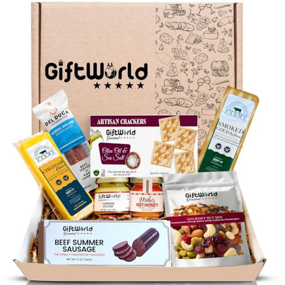 Charcuterie Meat and Cheese Gift Basket, Charcuterie Board Food Items, Food Gifts for Men, Meat Sampler For Men, Tailgating, Business, Congratulations, Care Packages, Thanksgiving and Christmas Gift (8-item Bundle) - size: Regular Ultimate without Chocola
