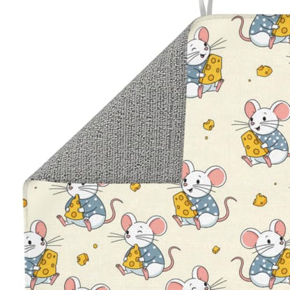 Cartoon Mice Yellow Cheese Dish Drying Mats for Kitchen Counter, Super Absorbent Microfiber Drainer Pad, Washable Reversible Appliance Protector, Everyday Kitchen Must-Have, 16x18 Inch - color: Cartoon Mice Yellow Cheese