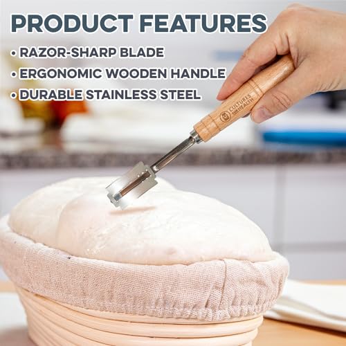 Cultures for Health Whole Wheat Sourdough Starter, Bread Lame, & Starter Jar Kit Bundle | Essential Baking Supplies for Homemade Bread | DIY Breadmaking Kit