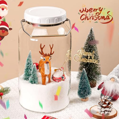 Qianfenie 1.5 Gallon Glass Jar with Lid Wide Mouth, Large Mason Jar with Airtight Screw Lid and Handle, Big Storage Jar with 2 Scale Marks for Kitchen Food, Pantry Organization (5700ML/192OZ)