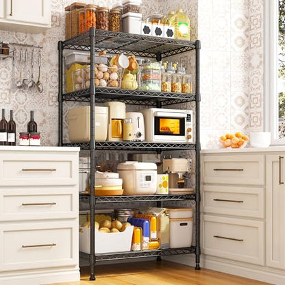 REIBII Metal Shelving 5 Tier Wire Sturdy Storage Shelves Adjustable Steel Organizer Wire Rack for Kitchen Laundry Room Commercial School Storage Room Black 63“Hx 21.65“L x 11.8”D - size: 【5 Tier】63"H X 21.65"W X 11.8"D