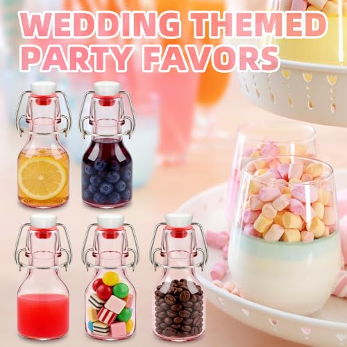 12Pcs 2oz Swing Top Glass Bottles,Flip Top Glass Bottle with Lids Sealable Kombucha Bottle for Brew Beer Syrup Vanilla Extract Air Tight Bottles (Pink) - color: Pink