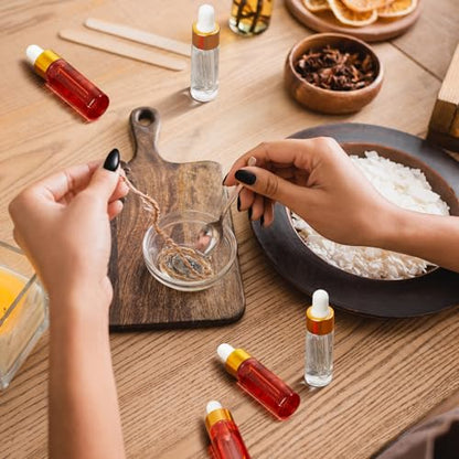 Didaey 200 Pcs 1/2/3/5/10/15 ml Mini Glass Oil Dropper Bottle Bulk, Clear Essential Small Empty Bottles Sample Containers Perfume Liquid Vials with Cap for Traveling (5 ml,Champagne Gold) - color: Champagne Gold, size: 5 ml