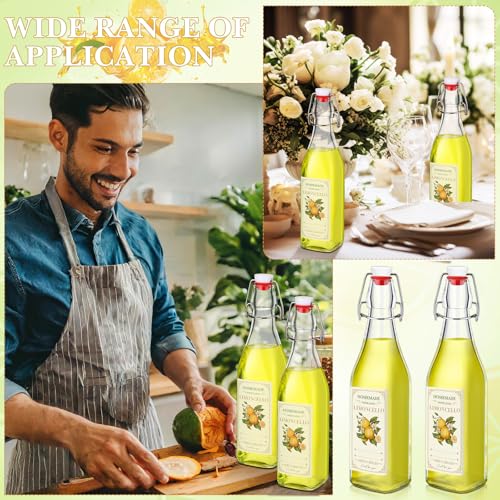 Havawish 10 Pcs 17 oz Swing Top Glass Bottles for Limoncello Homemade Flip Clear Top Bottles with Airtight Cap Lids Labels for Homemade Limoncello Wedding Baby Shower Favors(Square Style) - style: Square Style