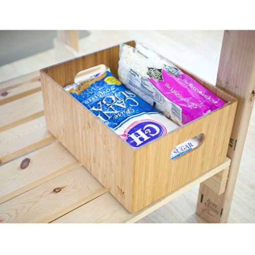 MobileVision Bamboo Storage Box, 14”x11”x 6.5”, Durable Bin w/ Handles, Stackable - For Toys Bedding Clothes Baby Essentials Arts & Crafts Closet & Office Shelf - size: Single: 14" x 11" x 6.5"