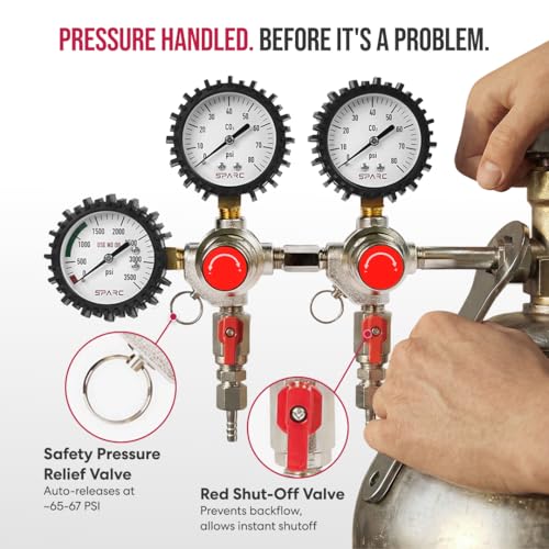SPARC Premium Gen2 Dual CO2 Regulator for Kegerator - Double Tap C02 Regulator for Kegs - Draft Beer, Soda, Kombucha - CGA320-2YR USA Warranty