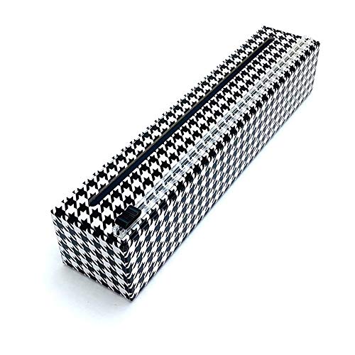 Chicwrap Houndstooth Refillable Plastic Wrap Dispenser - One 12" x 250' Roll of Professional Grade Plastic Wrap - BPA Free and Kosher Certified - Reusable Dispenser w/Slide Cutter - style: Houndstooth