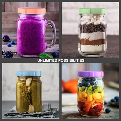 Premium Mason Jar Lids (8 Pack - Wide Mouth) - Heavy Duty, BPA Free Reusable Plastic Mason Jar Lids - Dry Canning Lid that fits Ball, Kerr & More - Leak Proof Lids … - size: 8 Wide
