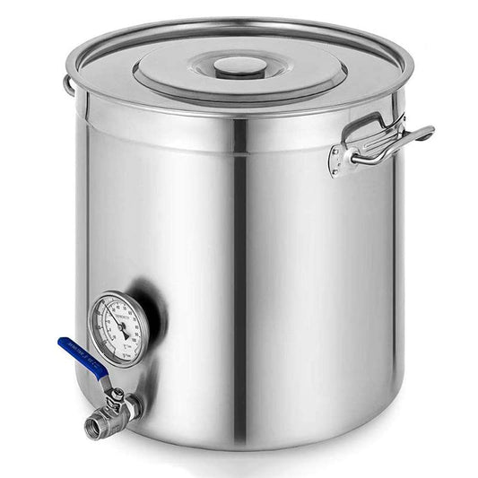 AIZYR Stainless Steel Home Brew Kettle Commercial Stock Pot with Lid, Thermometer, Ball Valve Spigot for Brewing Boiling Cookware,45x45cm - size: 1 Quarts