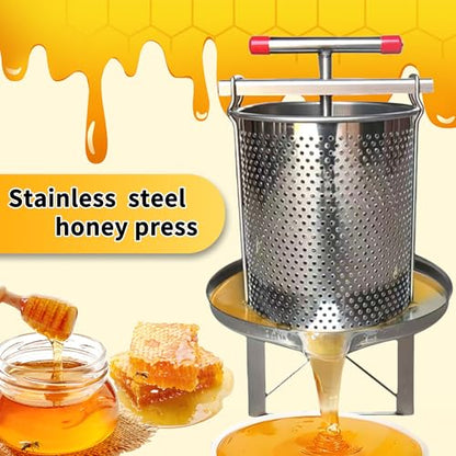 Mesh Honey Press Extractor Honey Extractor, Honeycomb Pressing Machine, Manual Stainless Steel Household Mesh Honey Extracting Equipment for Small Beekeeping, Fruit Wine and Juice Making