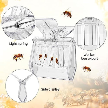AOIT Queen Bee Marking Kit, One-Handed Queen Catcher Bottle Cage, 5 Transparent Plastic Queen Clips, 8 Marker Pens, Beekeeping Supplies for Beehive