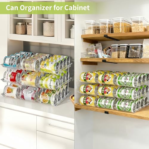 Can Organizer for Pantry Soda Can Organizer Automatic Rolling Food Pantry Storage Rack Can Dispenser for Fridge Holds 24 Cans, Fits 5.8-Inch Soda and Can, Set of 6 - size: 2 Tiers*3
