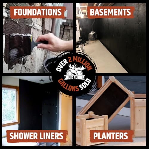 Liquid Rubber Basement and Foundation Repair Sealant - Waterproof Concrete Sealer & Crack Filler - Flexible Coating for Indoor & Outdoor Use - Waterproofing Paint - Black, 2.5 Gallon - size: 2.5 Gallon