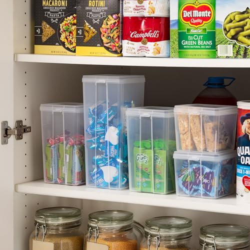 IRIS USA Vertical Storage Bins with Lids |Made in USA| Flip Top Containers for Organizing Pantry, Office, Craft, and Study Supplies - Medium (10-Pack) - size: Medium - 10 Pack