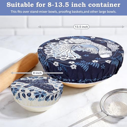 2 Large Reusable Beeswax Bowl Covers for Bread Proofing, 10/12 Inch Elastic Beeswax Wraps Cotton Cloth Sourdough Bowl Covers for Proofing Baskets, Mixer Bowls, Food Storage Containers - color: Tropical Fish
