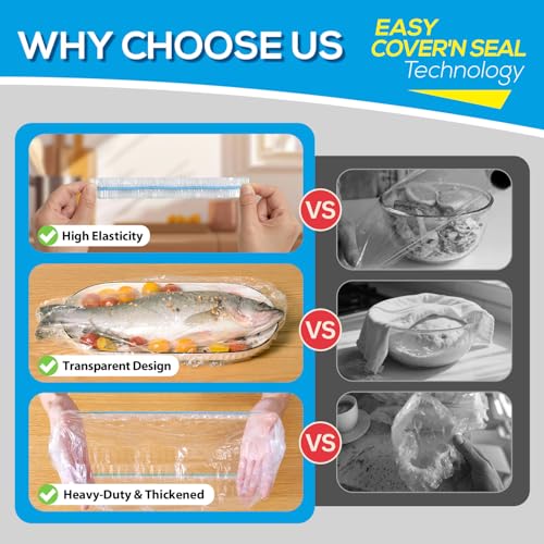 200PCS 12Inch Bowl Covers for Sourdough Bread Proofing | Outdoor Picnics,BPA-Free Plastic,Elastic Stretch Food Storage Lids,Meal Prep,Fresh Keeping,Shower Cap,Hair Deep Conditioning - color: 12Inch-200pcs
