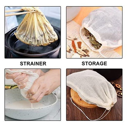 Nut Milk Bag & Cheese Cloth Bag (3 pack,10"x 12") 100% Unbleached Cotton Cheesecloth Bags for Tea/Yogurt/Juice/Wine/Soup/Herbs, Durable Washable Reusable Almond Milk Strainer for Food Straining
