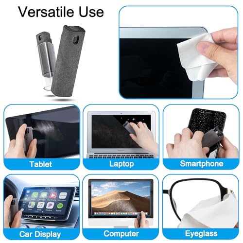 walrfid 2 Pack Computer Screen Cleaner, MacBook Screen Cleaner Spray and Wipe, Electronic Computer Laptop Cleaning Kit for iPad Pro, iPhone, Smartphone, Monitor, Car Display, Tablet, TV Screens, Grey - color: Grey, Grey