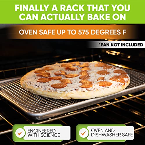 Spring Chef 11.5" x 16.5" Stainless Steel Cookie Cooling Rack - Oven Safe - Baking Rack for Bacon, BBQ, Jerky, Bread, Pizza, Cake - Fits Half Sheet Roasting Pan - Dishwasher Safe - size: 11.5"x16.5", style: 1 Pack