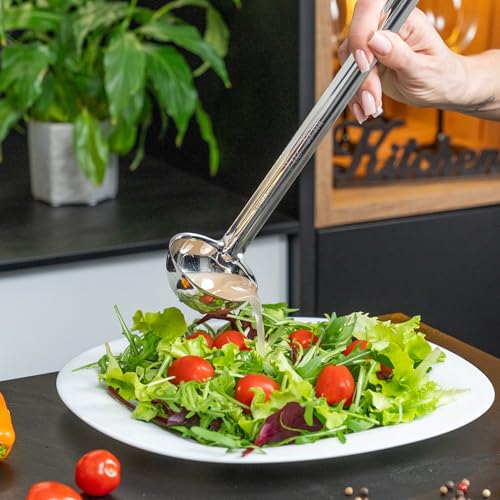 Stainless Steel Soup Ladle, 4 oz Metal Serving Spoon, Heat Resistant | Whysko Metal Ladles for Cooking and Serving Soups & Sauces, Commercial Grade for Restaurants & Catering, Dishwasher Safe - size: 2 Ounce