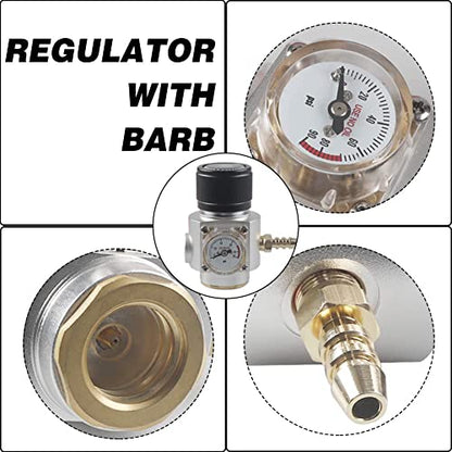 PERA Soda Gas Regulator Tr21.4 Include Red Gas Line Assembly,Ball Lock Gas Disconnect for Soda Maker Sparkling Water Soda Cylinders Soda Canister